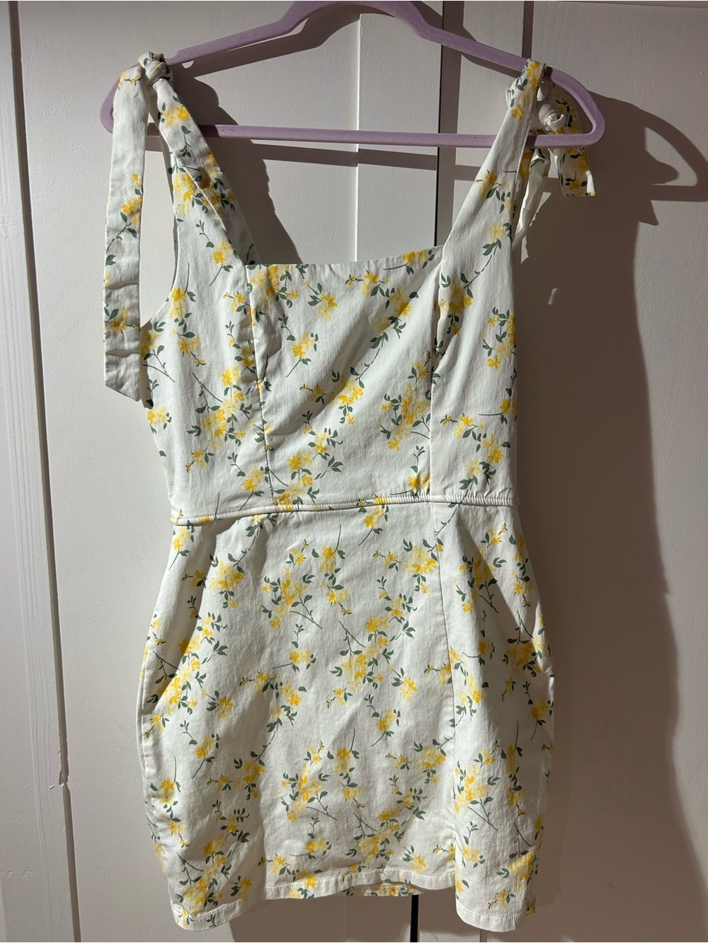 Trixxi White Tank Sundress with Yellow Floral Print